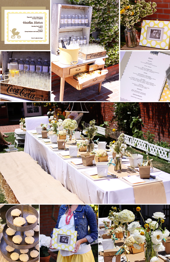 rustic, gender neutral baby shower featuring yellow and khaki