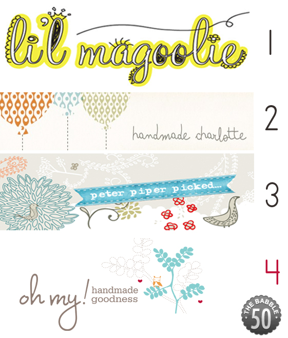 top 50 best design blogs for moms babble.com, top handmade design blogs, li'l magoolie, handmade charlotte, peter piper picked