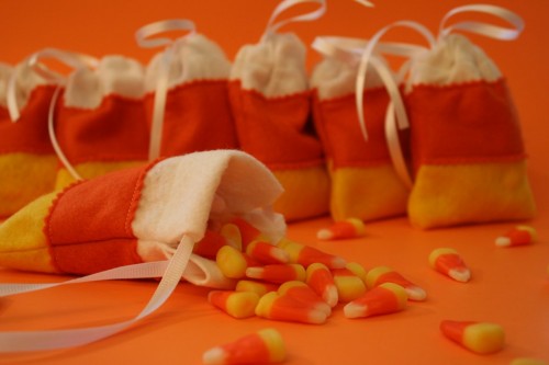 candy corn felt sachet tutorial, halloween handmade
