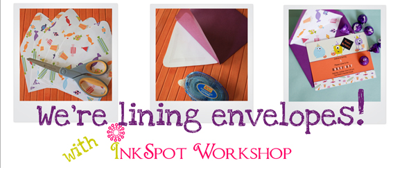 envelope lining tutorial with inkspot workshop, diy handmade