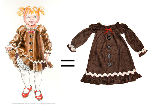 handmade holiday clothing for children, gingerbread dress