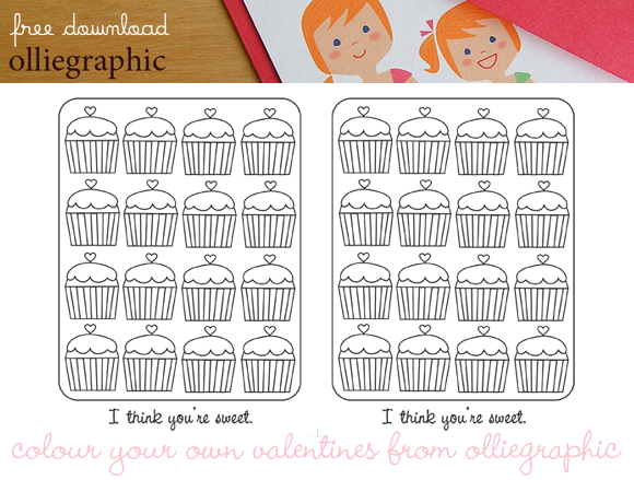 olliegraphic, free printable valentine, free download valentine, color your own valentine