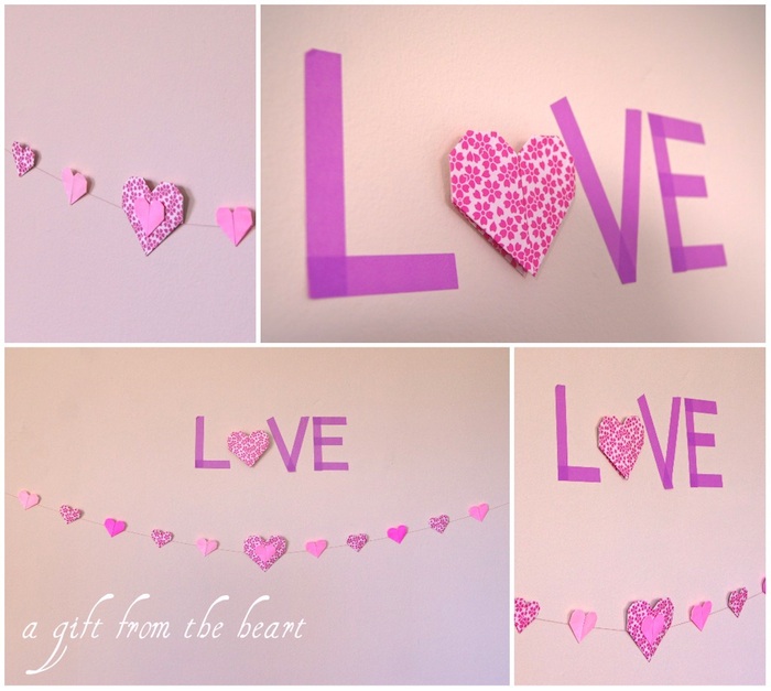 origami hearts, origami heart tutorial, valentines day craft, origami heart garland