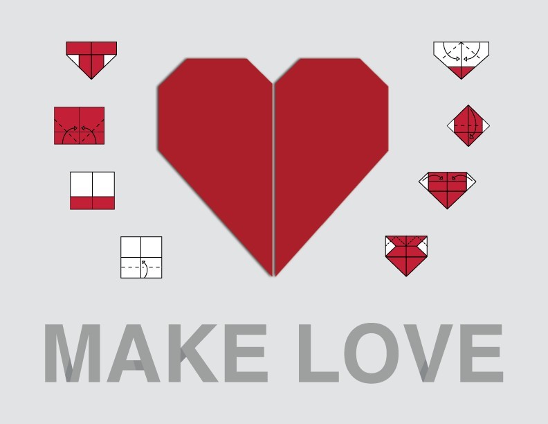 origami hearts, origam heart garland, origami heart tutorial