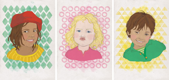 gaia cornwall, modern childrens portraits, custom illustrated portraits, childrens illustrator