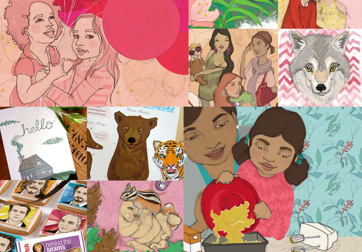 gaia cornwall, modern childrens portraits, custom illustrated portraits, childrens illustrator