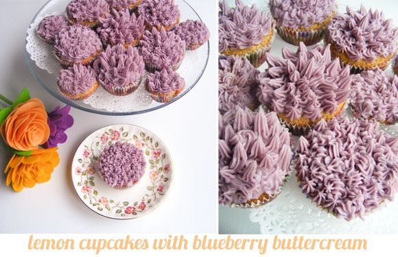 lemon cupcakes blueberry frosting
