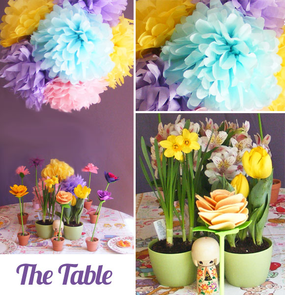 Spring Flowers birthday theme, felt flower tutorial, handmade party, flower theme party, garden party