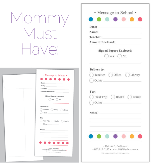 notes to school, mommy must haves, pixie chicago, stationery