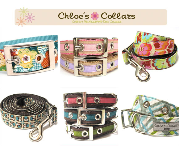chloe's collars, chloes collars, designer pet collars and leashes, handmade pet accessories