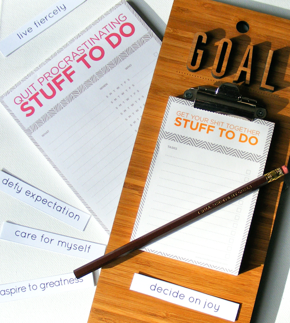 goal setting for 2012, modern emotive note pads, decoylab goal clipboard