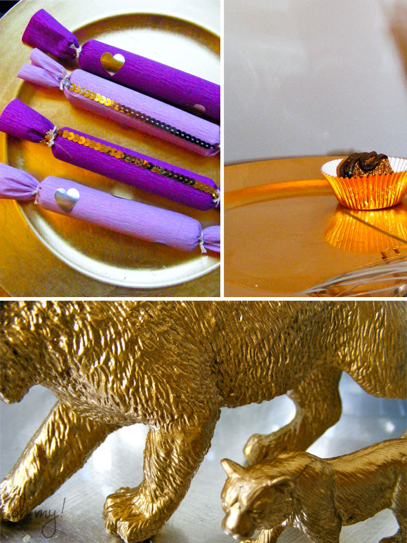 gold tiger party, 50th birthday party, handmade New Years Eve party, New Years party favors