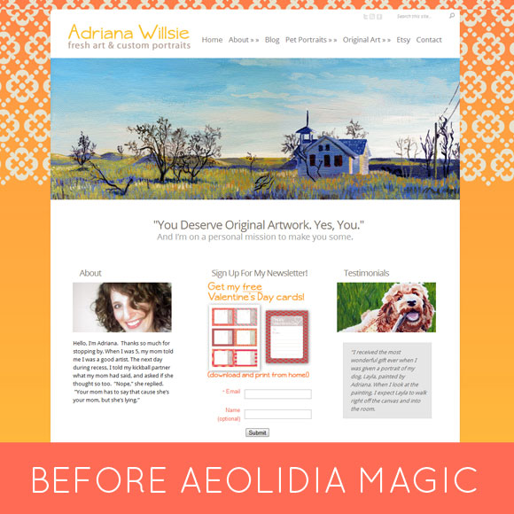 adriana willsie business makeover, Aeolidia small business branding and logo design, Sara Jensen