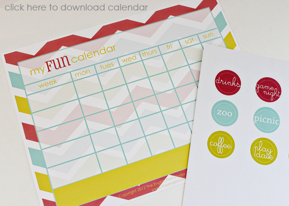the english pea studio, make time for fun printable calendar