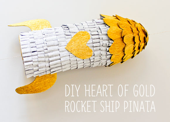 DIY heart of gold rocket ship pinata tutorial
