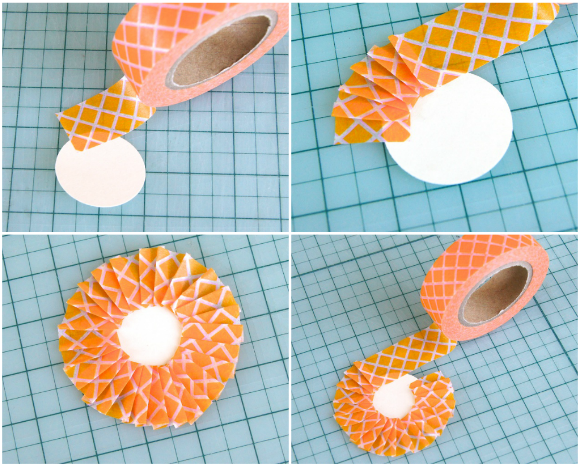 How to pleat washi tape around a circle