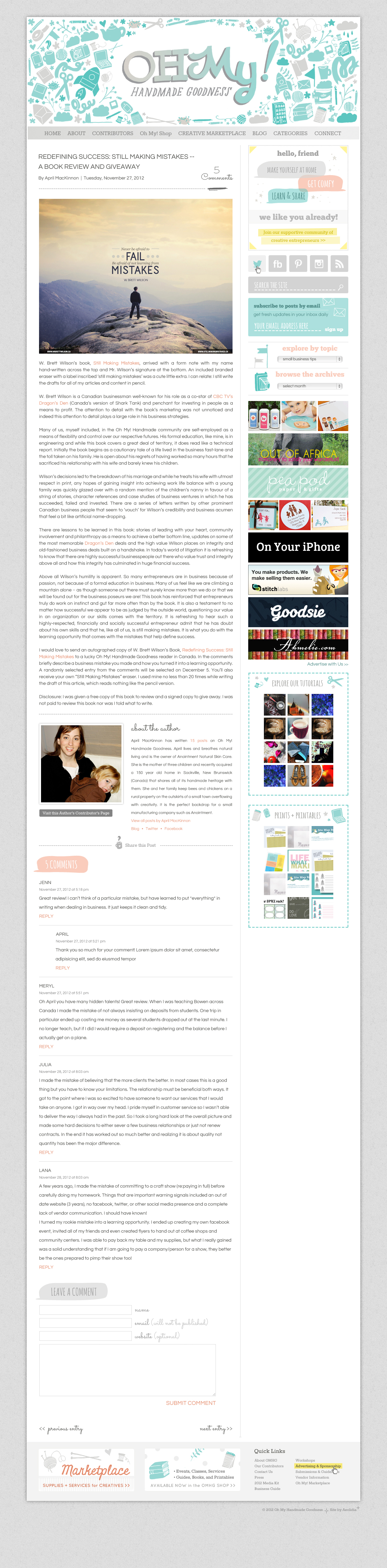 oh my handmade new Aeolidia designed website sneak peek