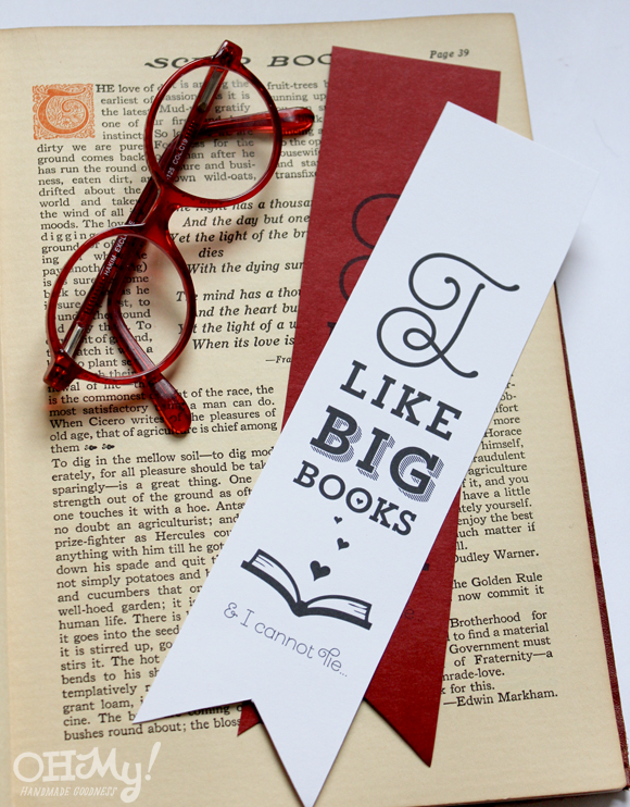 I Like Big Books & I Cannot Lie printable funny Valentine's bookmark