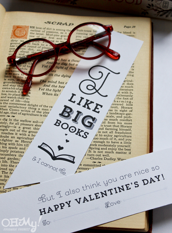 I Like Big Books & I Cannot Lie printable funny Valentine's bookmark